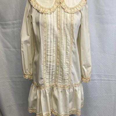 Antique Victor Bijou White Prairie Victorian Style Button Lace Shirt Size Large