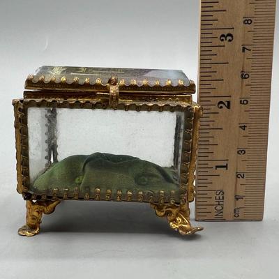 Vintage Glass Casket Jewelry Snuff Box Metz La Cathedral Gothic Cathedral