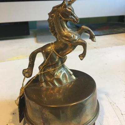 Vintage Brass unicorn music box