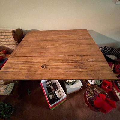 Vintage Solid Wood Fold Down Snack Table