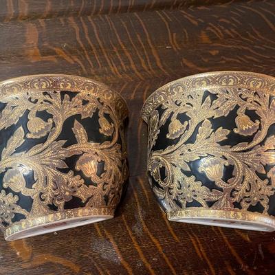 Vintage Set of Two Japanese Ceramic Wall Vases