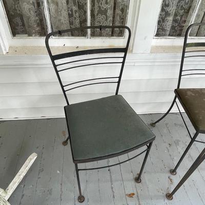 Antique Wrought Iron Patio Table with Four Chairs