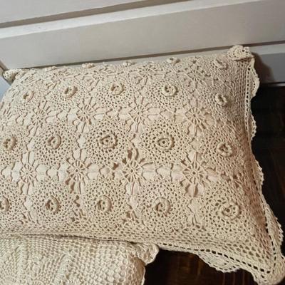 Two Handmade Crochet Pillow Shams