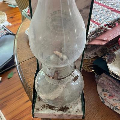 Vintage Hurricane Lamp with Marble Base