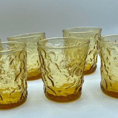 Mid Century Libbey Aztec Gold 6 Old Fashioned Glasses MODS