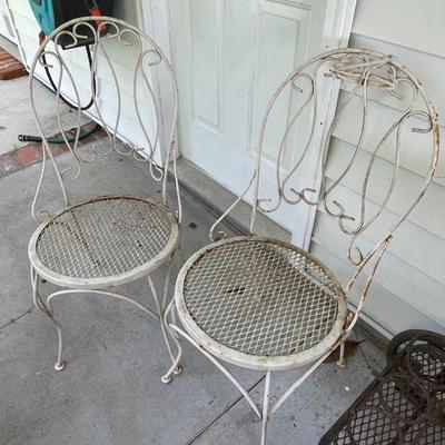 Two Vintage Metal Bistro Chairs