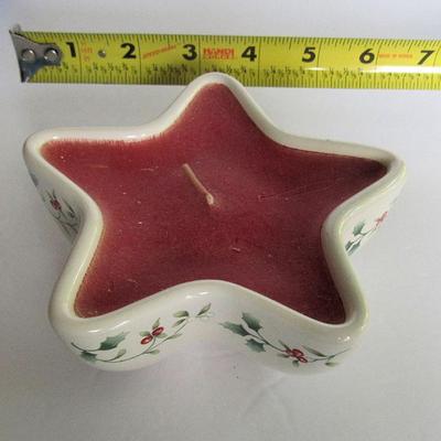 Pfaltzgraff Winterberry Pattern Candle in Star Shaped Dish