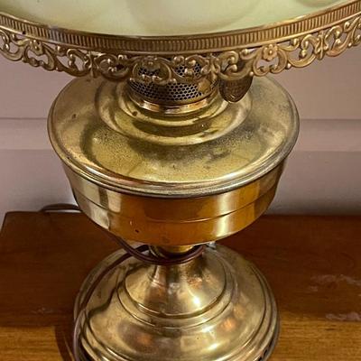 Vintage Brass Lamp with Handpainted Shade