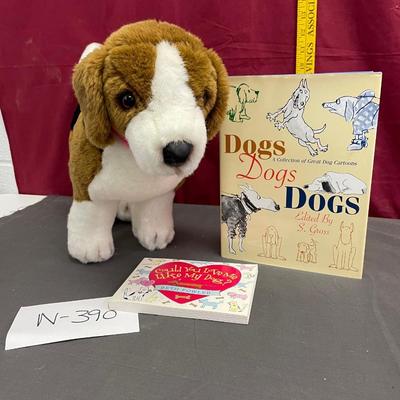 Stuffed Beagle and dog books