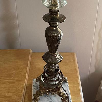 Vintage Brass Lamp Base with Marble Base