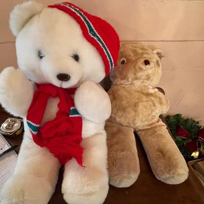 Vintage DH Holmes Christmas Bear and Vintage Bear Friend