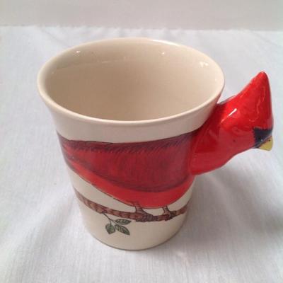 Hand-painted Cardinal Cup. Made In Thailand.