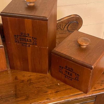 Vintage Four Piece Wood Canister Set