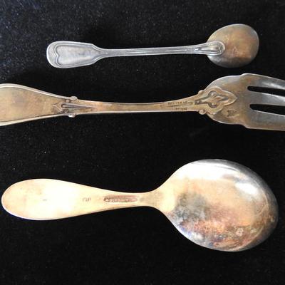 Trio of sterling silver spoons and fork