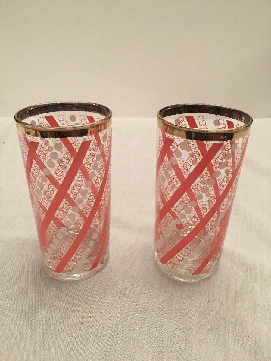 Gold Trimmed Ice Tea Glasses. Vtg Set Of 2
