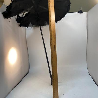 Antique Art Deco Carved Wood Handle Gothic Parasol Umbrella
