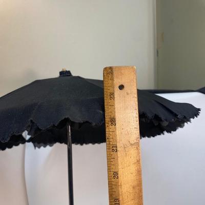 Antique Vintage Collapsible Black Gothic Umbrella Parasol
