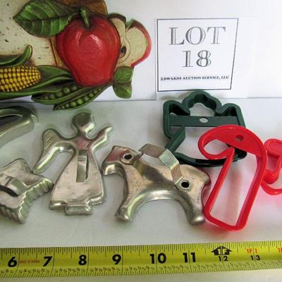 Lot of Cookie Cutters, Kmart Thermometer and Syroco Wall Plaque