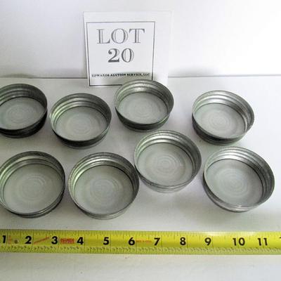 Vintage Ball Zinc Canning Jar Covers, Glass Inserts