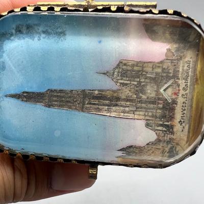 Vintage French Gothic Cathedral Casket Snuff Jewelry Box