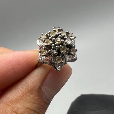 Floral Bloom Costume Jewelry Womens Silver Tone Ring