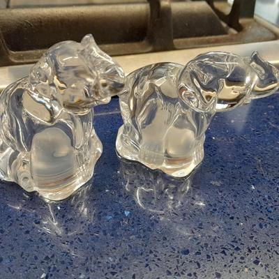 LOT 42 TWO LENOX CRYSTAL ELEPHANTS