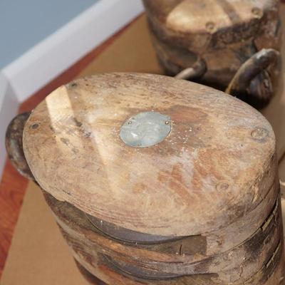 ANTIQUE LARGE BLOCK AND TACKLE PULLIES WOODEN