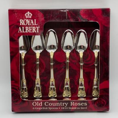 ROYAL ALBERT ~ Old Country Rose ~ Grapefruit Spoons