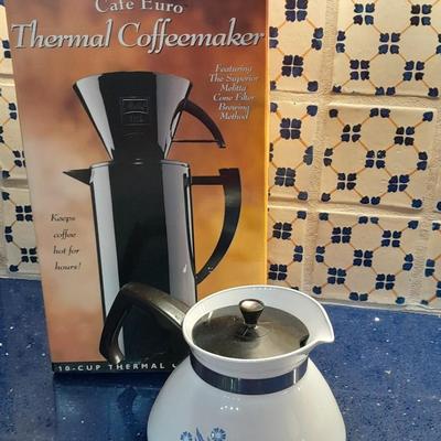 LOT 54 CORNING WARE TEAPOT AND MELITTA THERMAL COFFEE MAKER