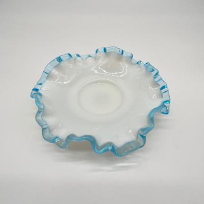 FENTON ~ Assortment Of ~ White Aqua Crest ~ Milk Glass Dishes