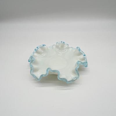 FENTON ~ Assortment Of ~ White Aqua Crest ~ Milk Glass Dishes