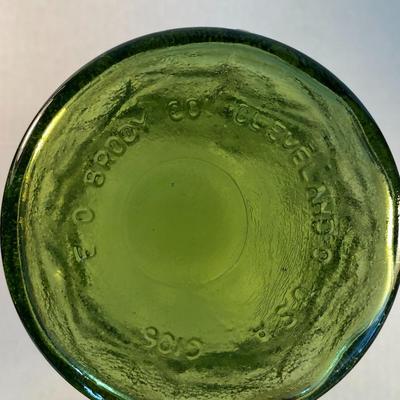 MOD Mid Century Green Amorphous E O Brody Vintage Pressed  Glass Vases