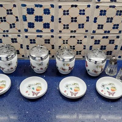 LOT 62 KITCHEN EGG CUPS AND SAUCERS
