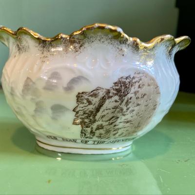 Antique 19th C New Hampshire Old Man of the Mountain porcelain Souvenir