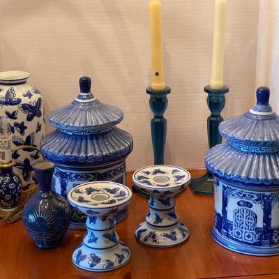 Lot of Blue and White Home Decor