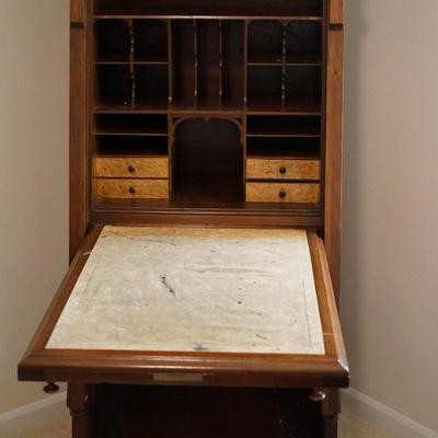 RARE VICTORIAN ABATTANT STYLE DESK W/ MIRROR / SECRETARY DROP DOWN INTERIOR