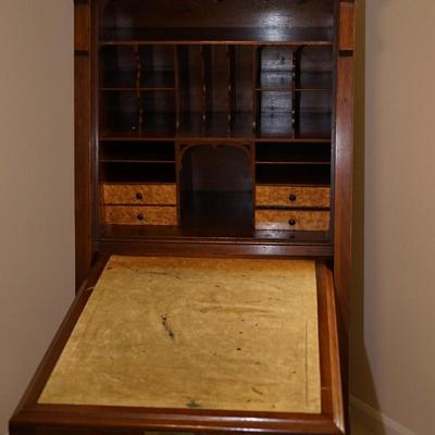 RARE VICTORIAN ABATTANT STYLE DESK W/ MIRROR / SECRETARY DROP DOWN INTERIOR