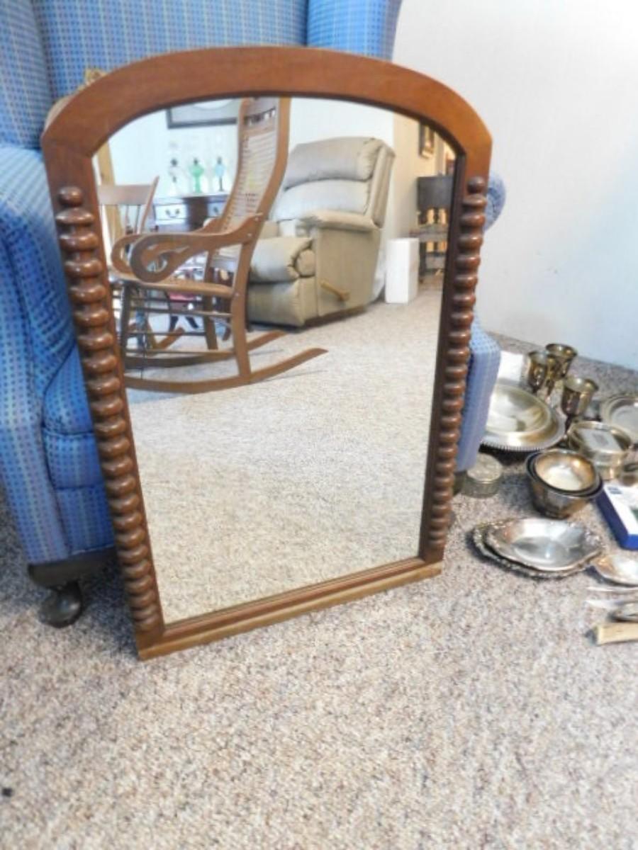 Vintage Solid Wood Frame Wall Mirror | EstateSales.org