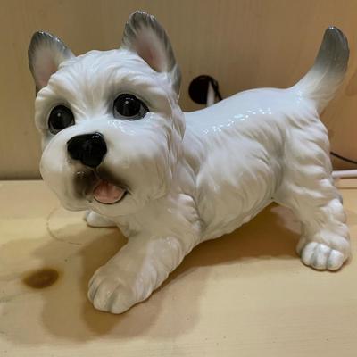 Westie Dog print with ceramic dog figurine