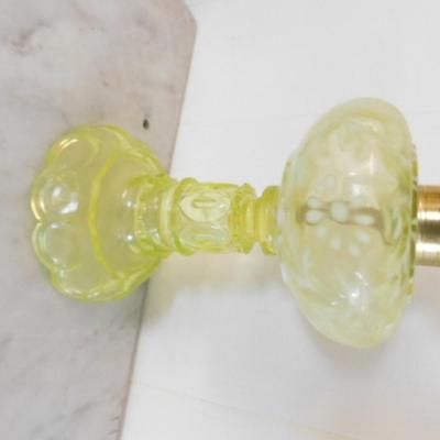 Vintage Vaseline Glass Base Oil Lamp