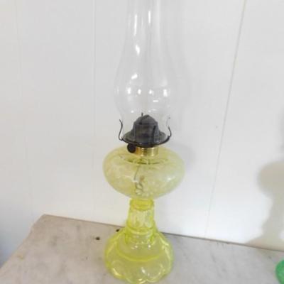 Vintage Vaseline Glass Base Oil Lamp