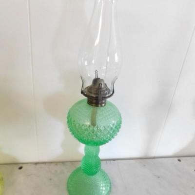 Vintage Hobnail Uranium Glass Base Oil Lamp