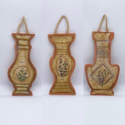 Trio ~ Terra Cotta Hand Painted Wall Hanging