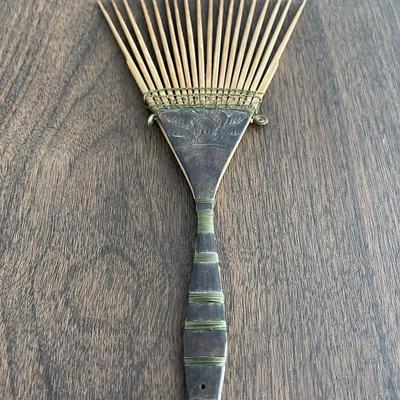 Antique African hair comb, copper windings