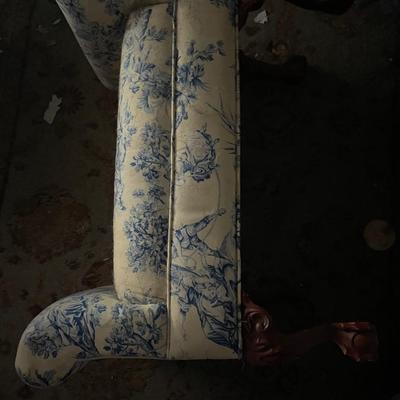 Backless Rolled Arm seat, lions feet