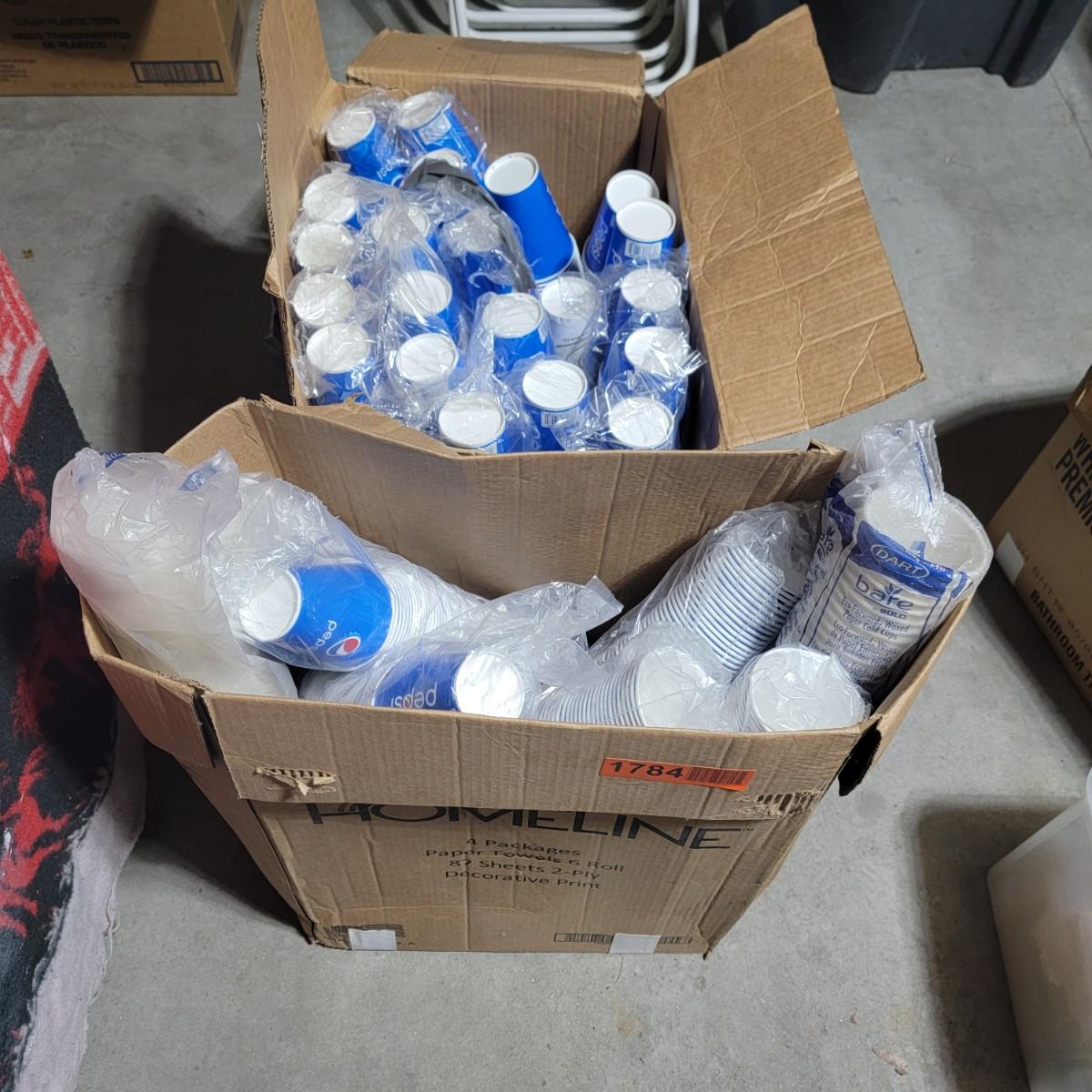 1 1/2 cases of paper Pepsi cups