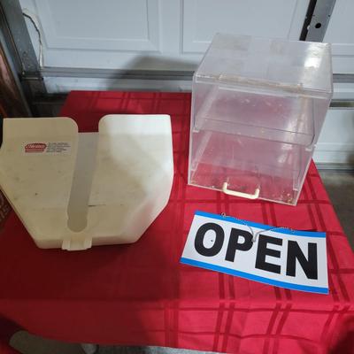 Ketchup dispenser, open sign & plastic display