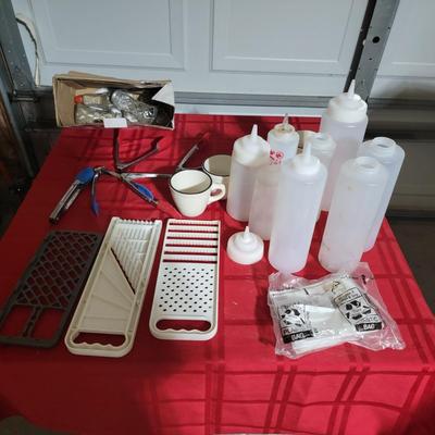 cups, plastic bottles, shredders, salt & pepper shakers