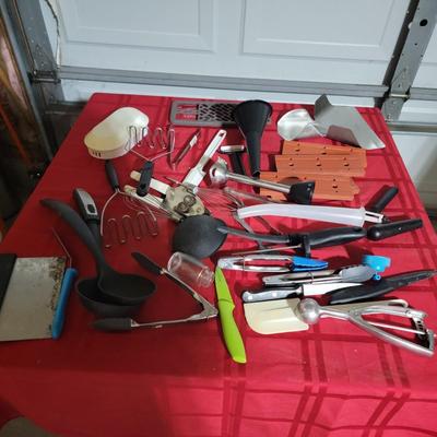 variety of kitchen utensils