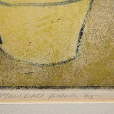 SIGNED MARSHALL BREWER PASTEL "PLANT WITH KITTY KAT"